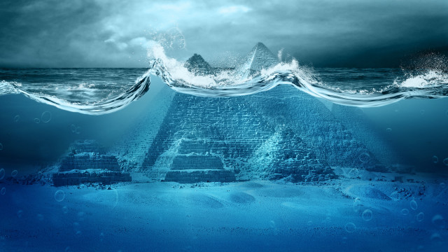 Ocean pyramid wave beach planet free wallpaper - medium preview image