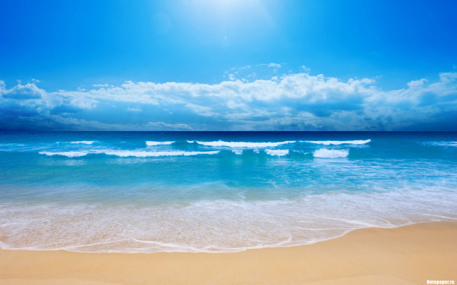 Beach waves sky sun ocean free wallpaper - medium preview image