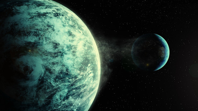 Large blue planet star aurora free wallpaper - medium preview image