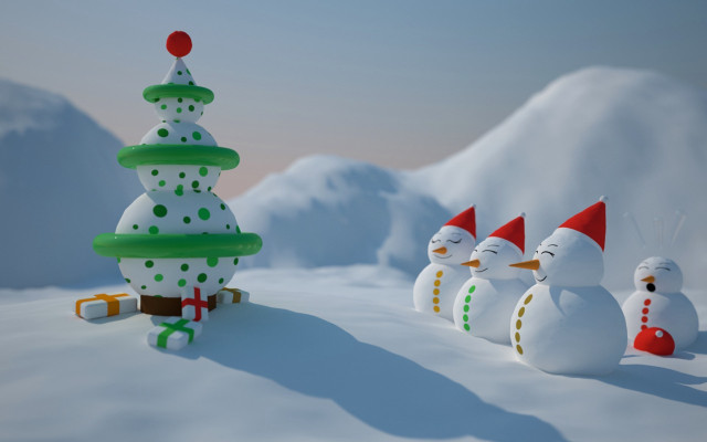 Snowmen christmas tree snow santa free wallpaper - medium preview image