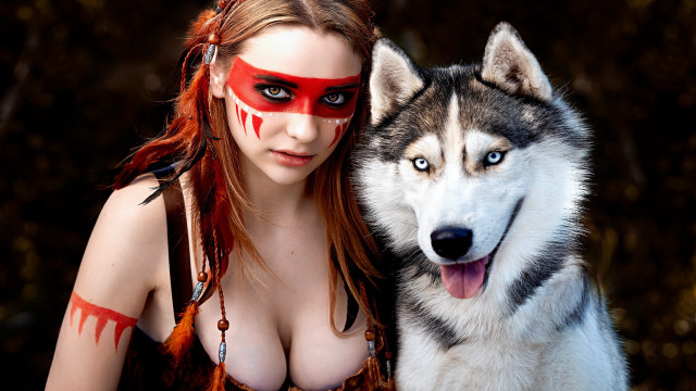 Wolf face paint cosplay furry free wallpaper - medium preview image