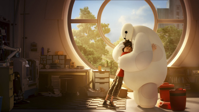 Hugging white bear room window free wallpaper - medium preview image