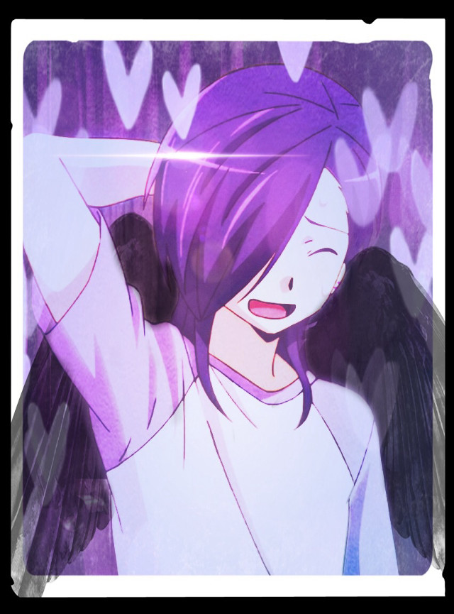 Girl purple hair black wings free wallpaper - medium preview image