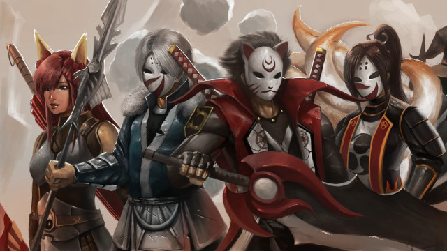Masked swordsmen mountain art league free wallpaper - medium preview image