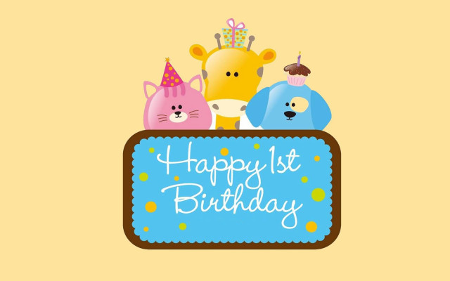Happy birthday card three cartoon free wallpaper - medium preview image