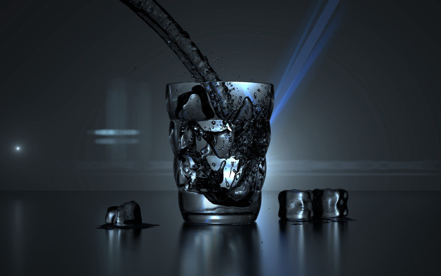 Glass water ice cubes blue free wallpaper - medium preview image