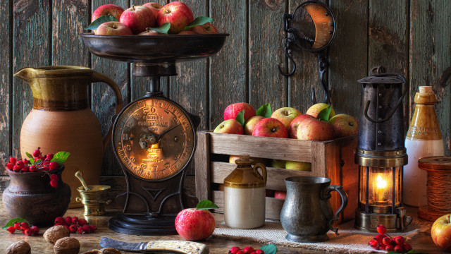 Harvest vibrant stilllife fruit basket free wallpaper - medium preview image