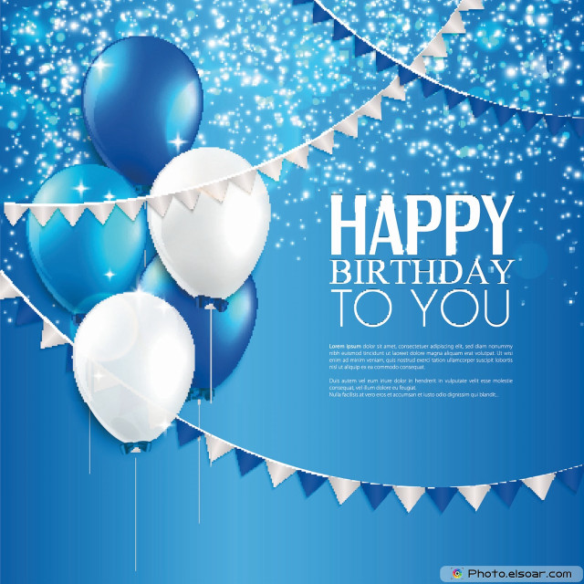 Birthday card balloons streamers blue #2 free wallpaper - medium preview image