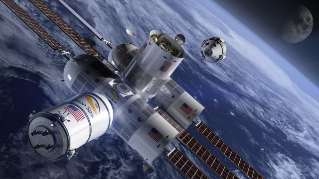 Space station satellite moon planet free wallpaper - medium preview image