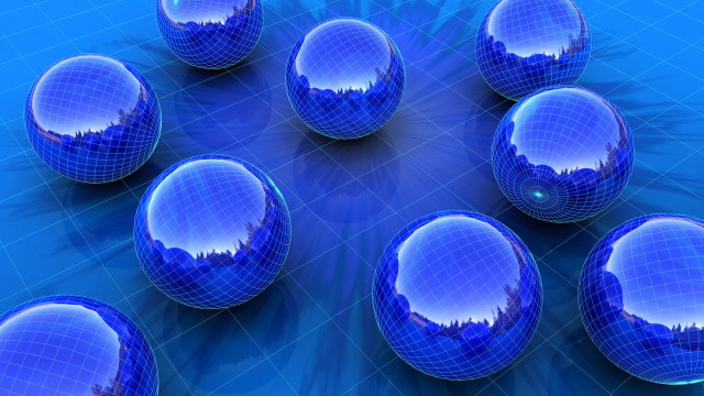 Blue balls grid circle line free wallpaper - medium preview image