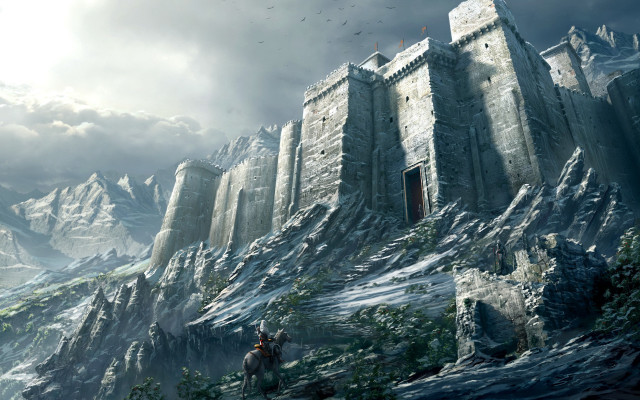 Man horse mountain city sky free wallpaper - medium preview image