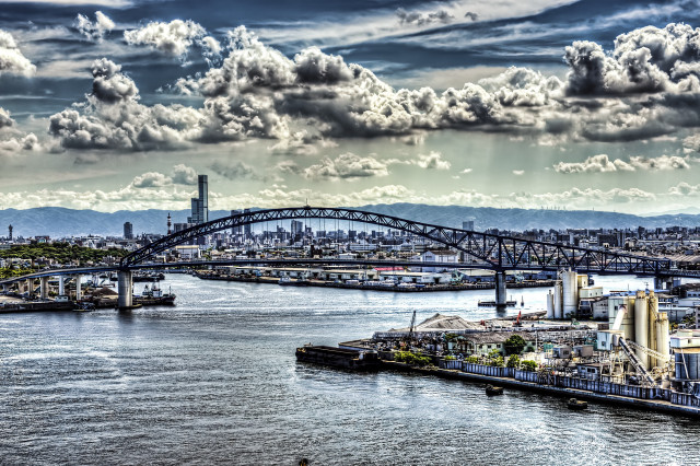 Bridge river city clouds sky #2 free wallpaper - medium preview image
