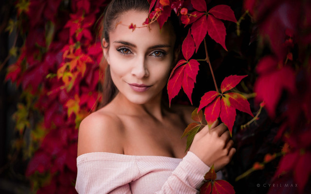 Elina karimova autumn flower portrait free wallpaper - medium preview image