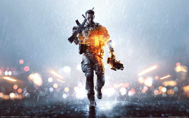 Yellow suit man running rain free wallpaper - medium preview image
