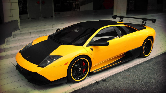 Yellow black sports car parking #3 free wallpaper - medium preview image