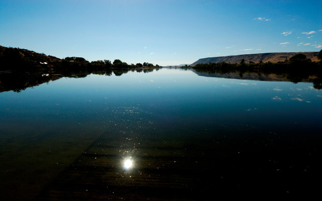 Water sky sun trees reflection free wallpaper - medium preview image