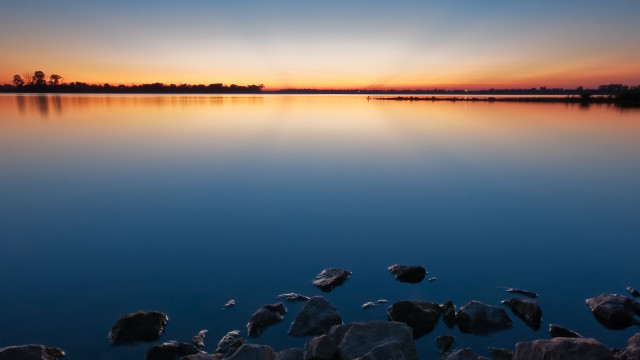 Lake rocks water sunset trees #2 free wallpaper - medium preview image
