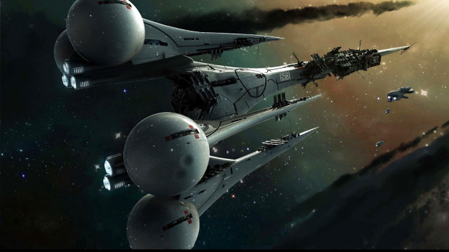 Space ship starry sky matte free wallpaper - medium preview image