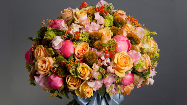 Flower bouquet vase colorful rococo free wallpaper - medium preview image