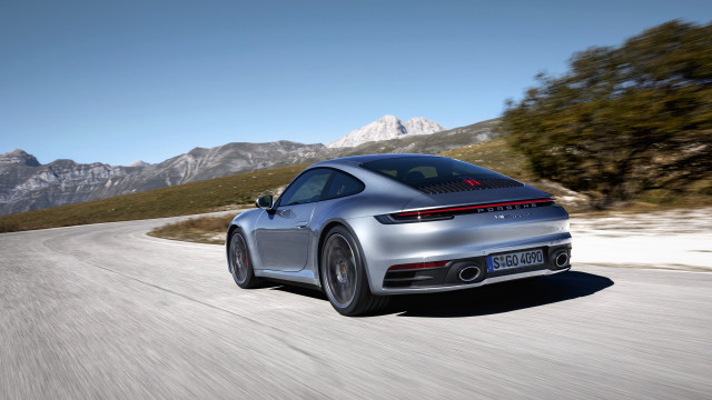 Silver porsche mountains snow digital free wallpaper - medium preview image
