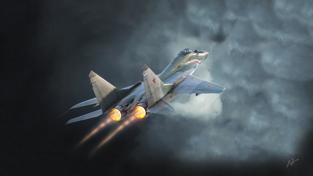 Fighter jet cloudy sky rocket free wallpaper - medium preview image