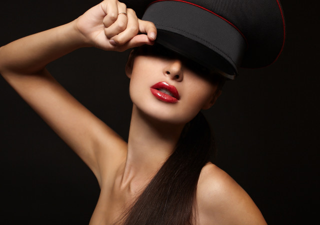 Woman hat redlips blackbackground fashion free wallpaper - medium preview image