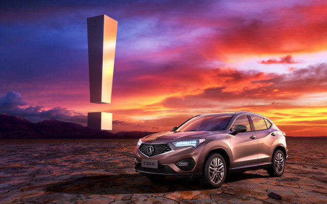 Silver suv desert sunset tower free wallpaper - medium preview image