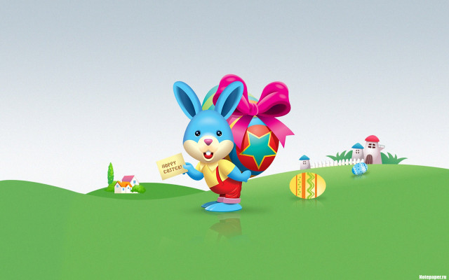 Cartoon easter egg bunny holding free wallpaper - medium preview image