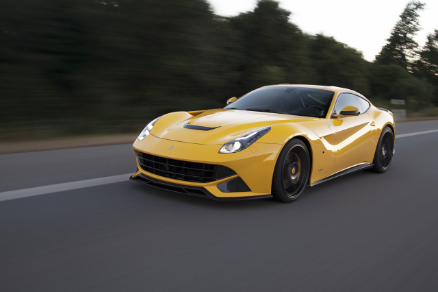 Yellow sports car driving road #6 free wallpaper - medium preview image