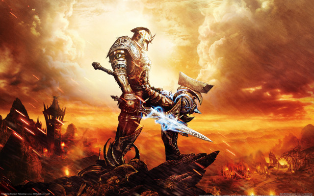 Armor sword rock sunset lightning free wallpaper - medium preview image