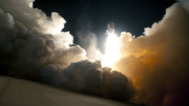 Smoke steam jetliner sky sunset free wallpaper - medium preview image