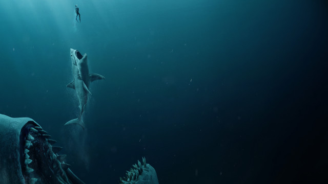 Shark man underwater night starry free wallpaper - medium preview image