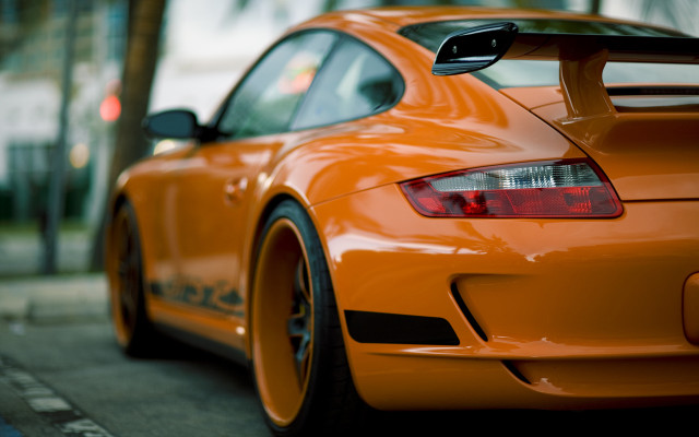 Car tree building orange blurry #2 free wallpaper - medium preview image