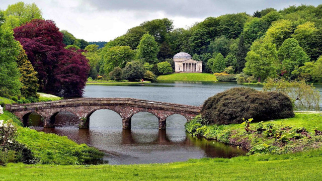 Bridge river building trees pond #2 free wallpaper - medium preview image