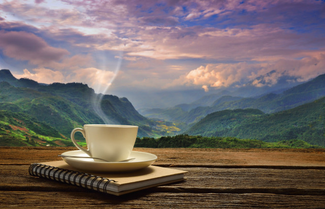 Coffee mountains valley view book free wallpaper - medium preview image