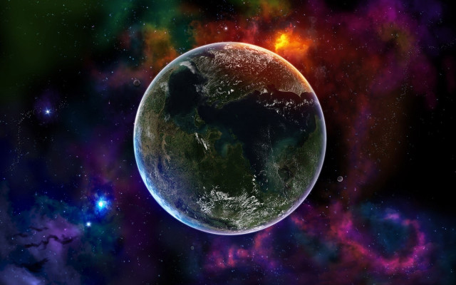Earth view space stars bright free wallpaper - medium preview image