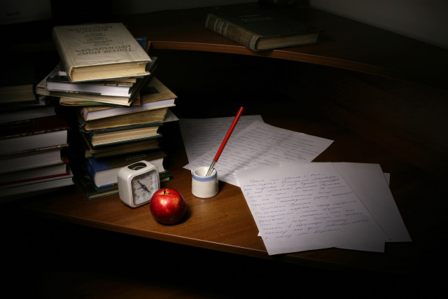 Desk books coffee pen paper free wallpaper - medium preview image
