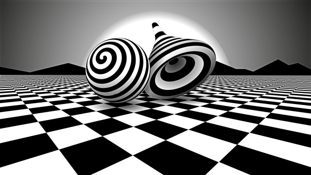Black white ball checkered floor free wallpaper - medium preview image