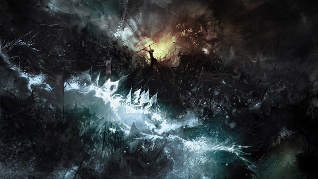 Dark stormy landscape cross yellow free wallpaper - medium preview image