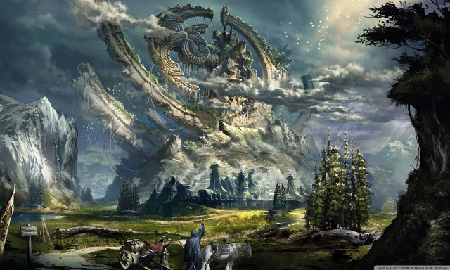 Mountain structure carriage painting scenery #2 free wallpaper - medium preview image
