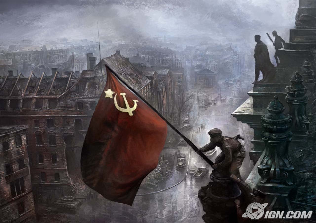 Man holding flag building statue free wallpaper - medium preview image