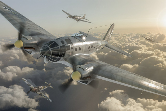 Planes flying sky clouds sunbeams free wallpaper - medium preview image