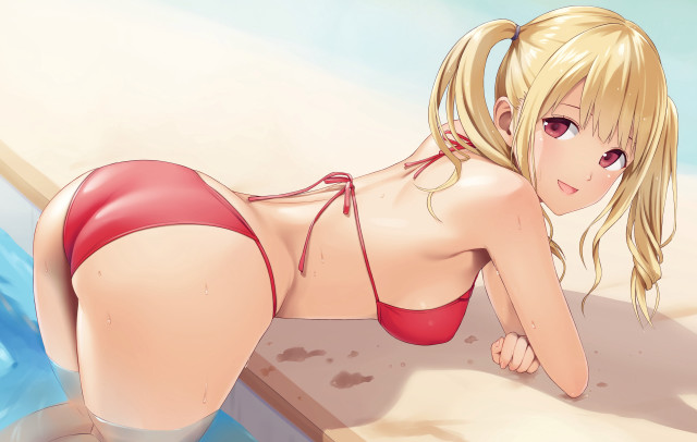 Cartoon girl beach bikini ocean free wallpaper - medium preview image