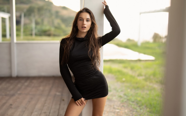 Elina karimova black dress wall free wallpaper - medium preview image