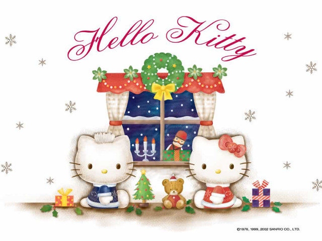 Hello kitty christmas card window free wallpaper - medium preview image
