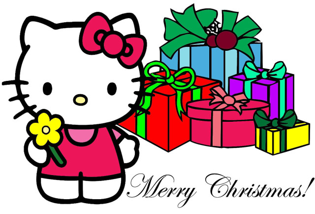 Hello kitty presents merry christmas free wallpaper - medium preview image