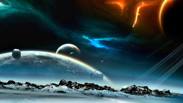 Space mountains planets bright star #5 free wallpaper - medium preview image