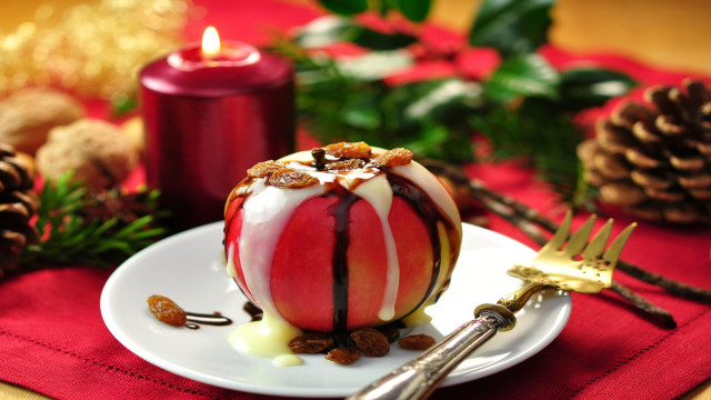 Dessert candle fork plate rednapkin free wallpaper - medium preview image