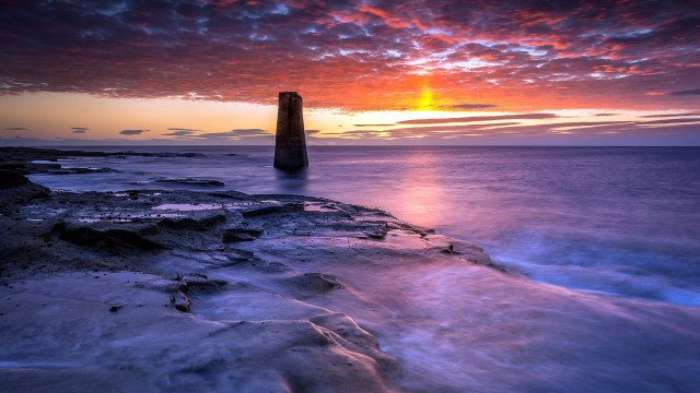 Sunset water tower clouds matte free wallpaper - medium preview image