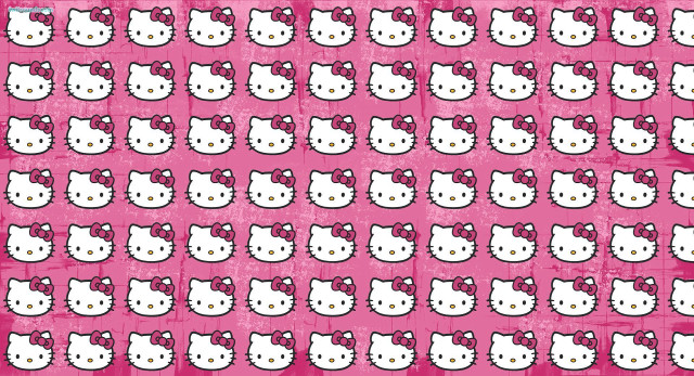 Pink background hello kitty heads free wallpaper - medium preview image